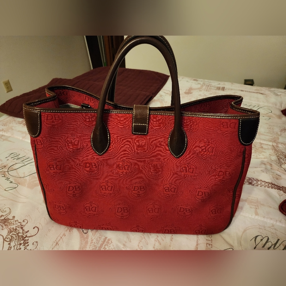D&B Red and Brown Canvas Satchel, Handbag, Totebag - Picture 4 of 6